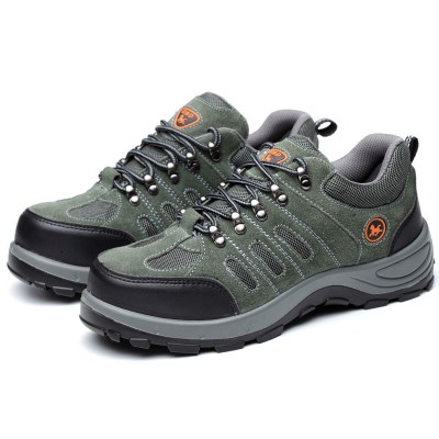Waterproof Leather Green Sole Anti-Smashing Steel Toe Work Safety Shoes ...